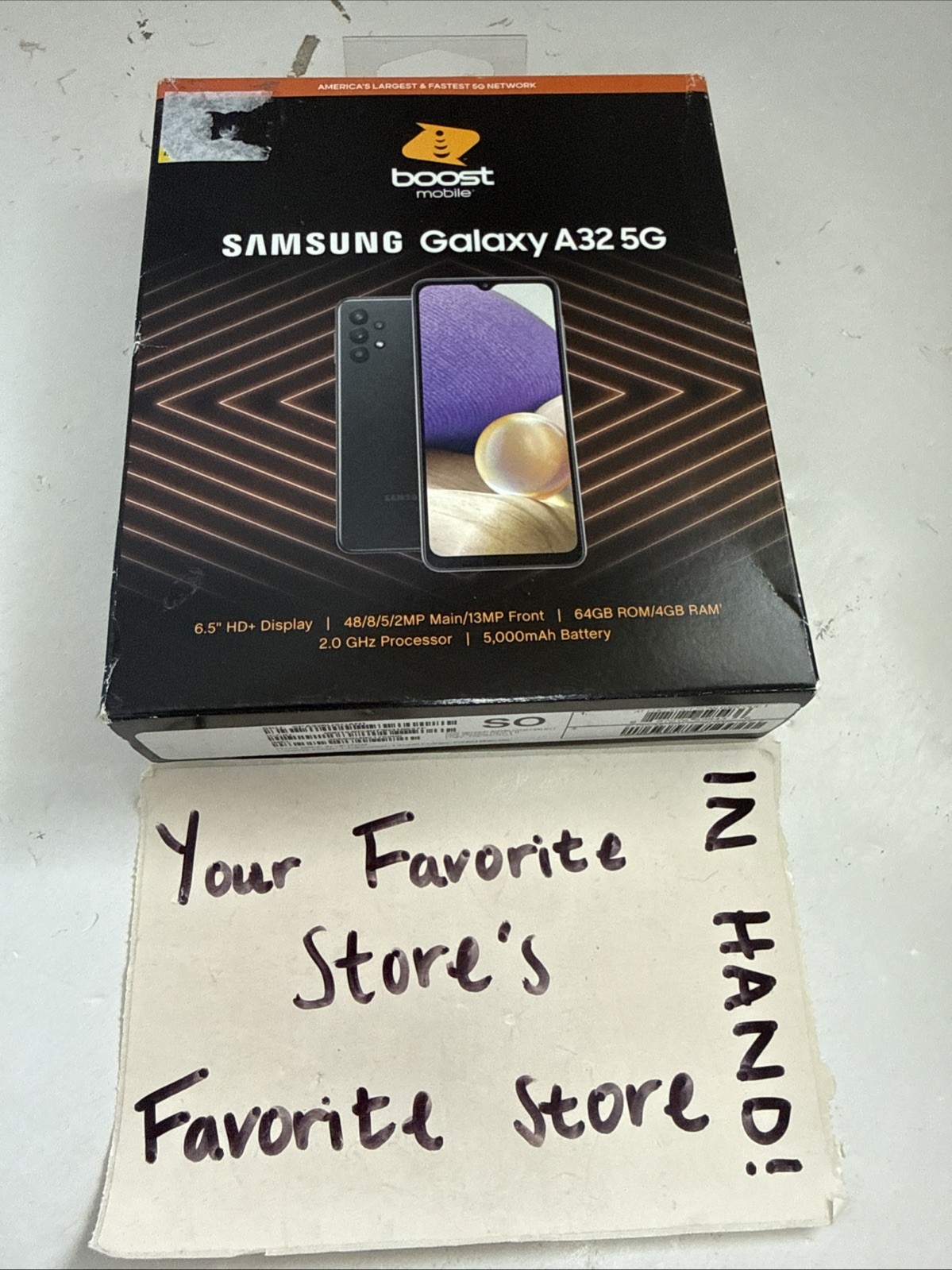 NEW – Boost Mobile Samsung Galaxy A32 5G 6.5″ HD+, 64GB, Prepaid, Black – SEALED