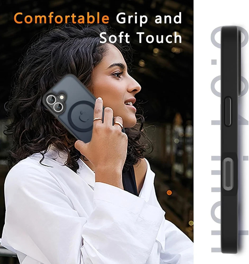iPhone 16 Plus Case, Magnetic Phone Cover, Military Grade Protection, Black