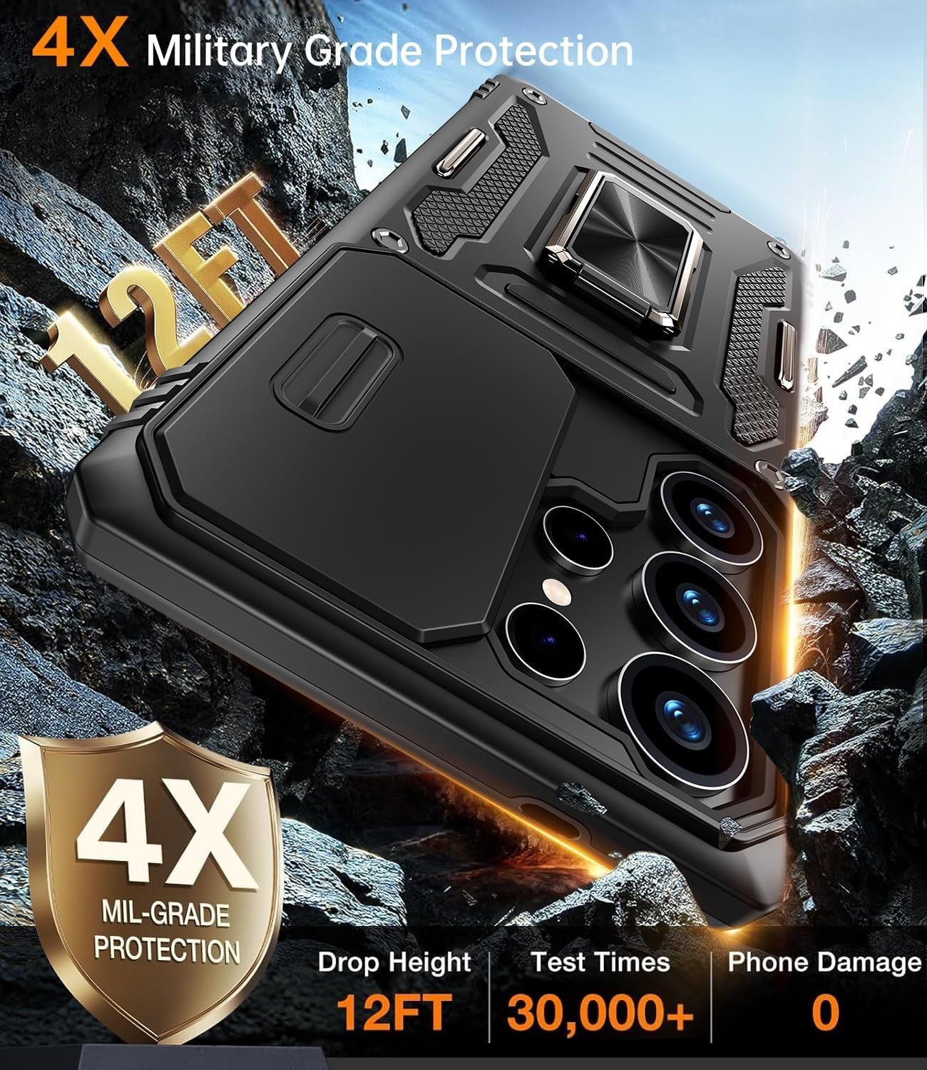 For Samsung Galaxy S25 Ultra Case w/ Military Grade Protective Cover & Kickstand