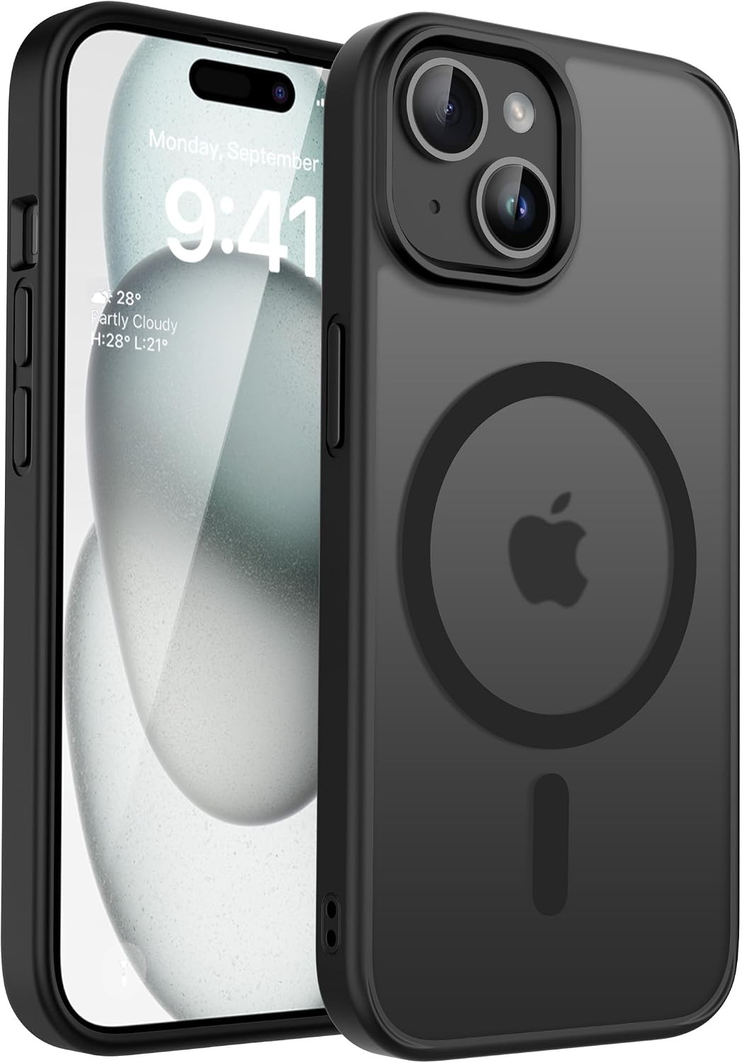 Magnetic Case for iPhone 15 6.1 inch, Matte Black | Anti-Scratch, Not Yellowing