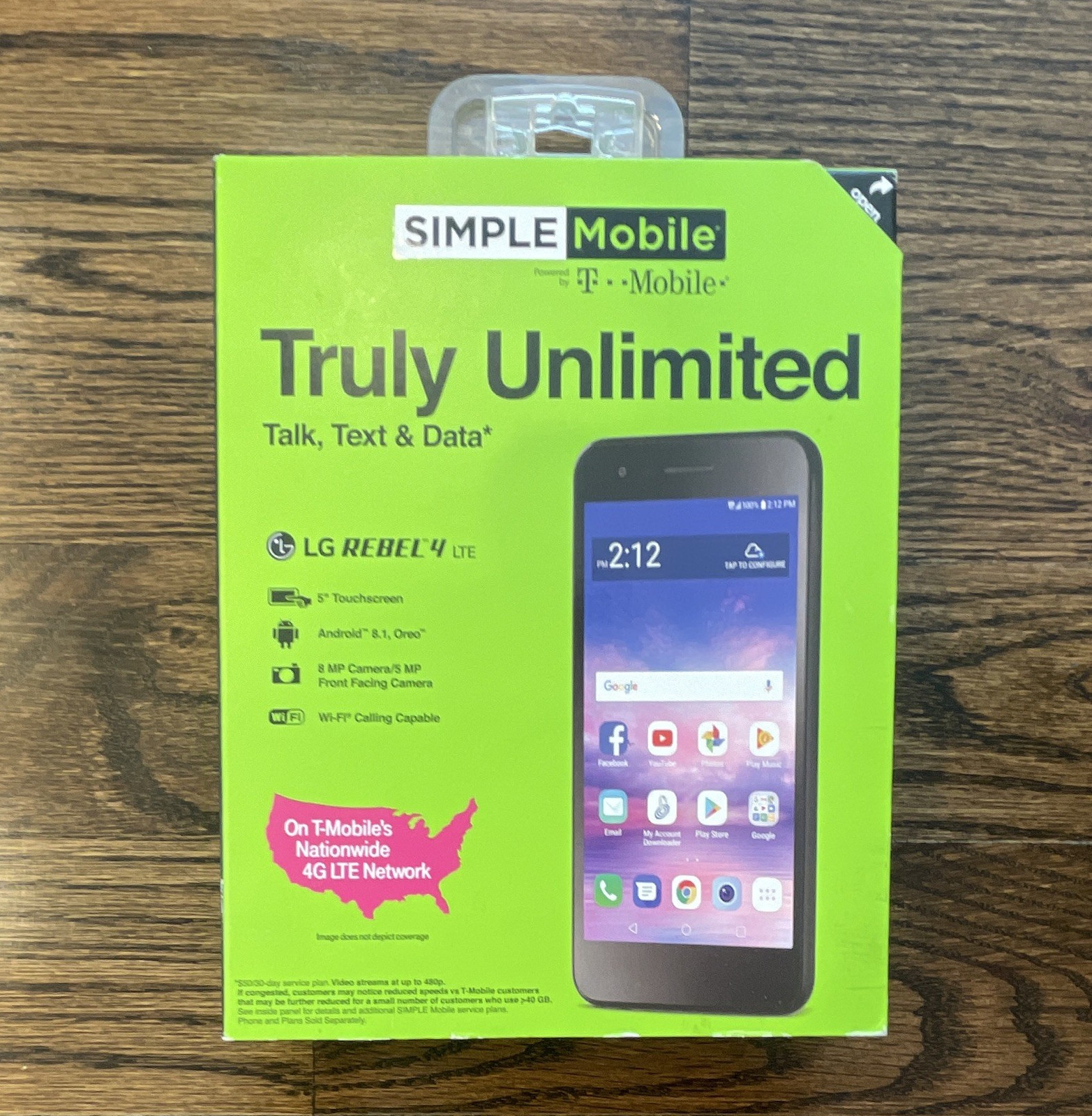 LG Rebel 4 LTE Simple Mobile 16GB Black 5in 8MP Android 8.1 4G