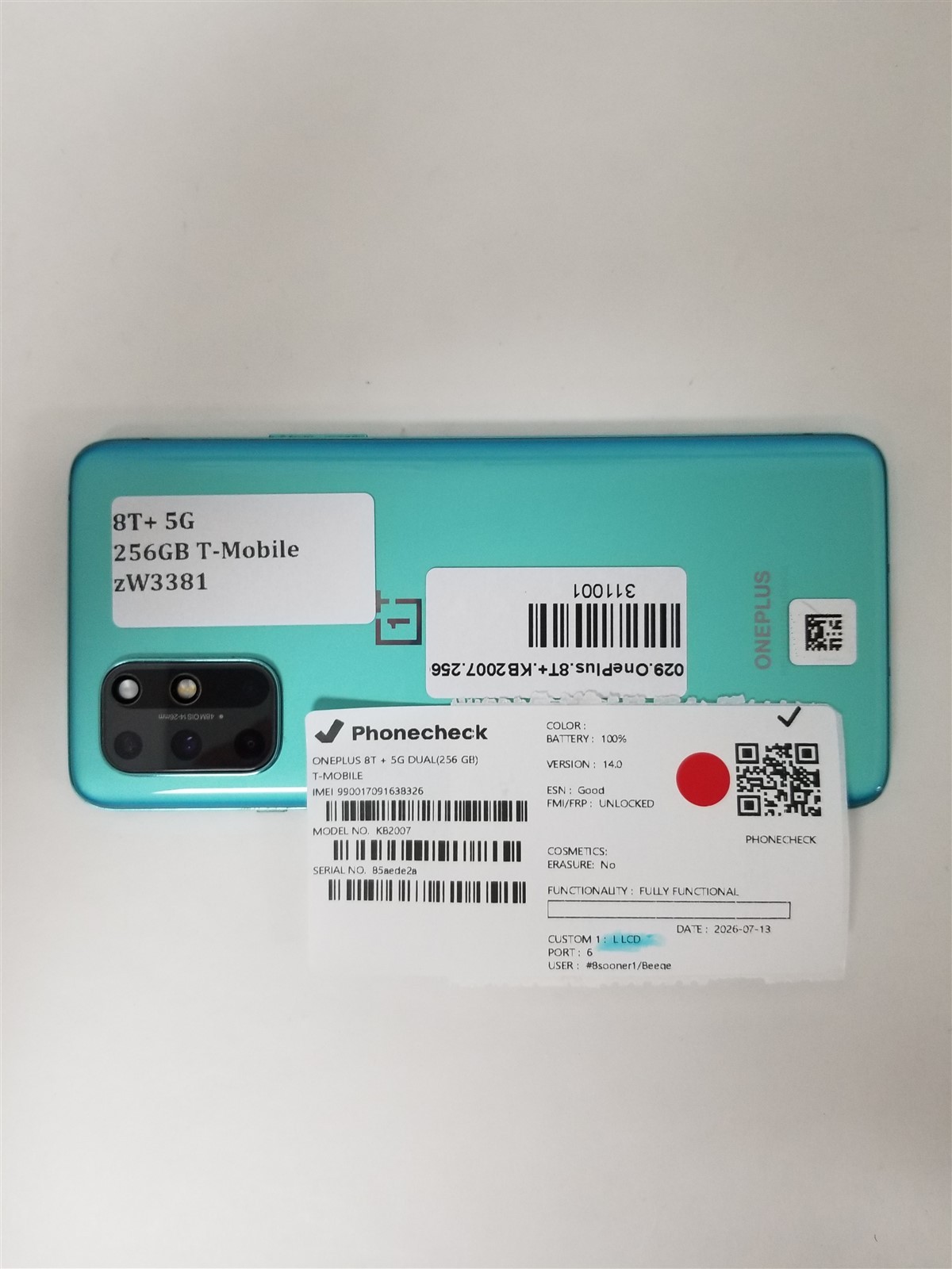 OnePlus 8T+ 5G 256GB Green KB2007 (T-Mobile) Discounted zW3381
