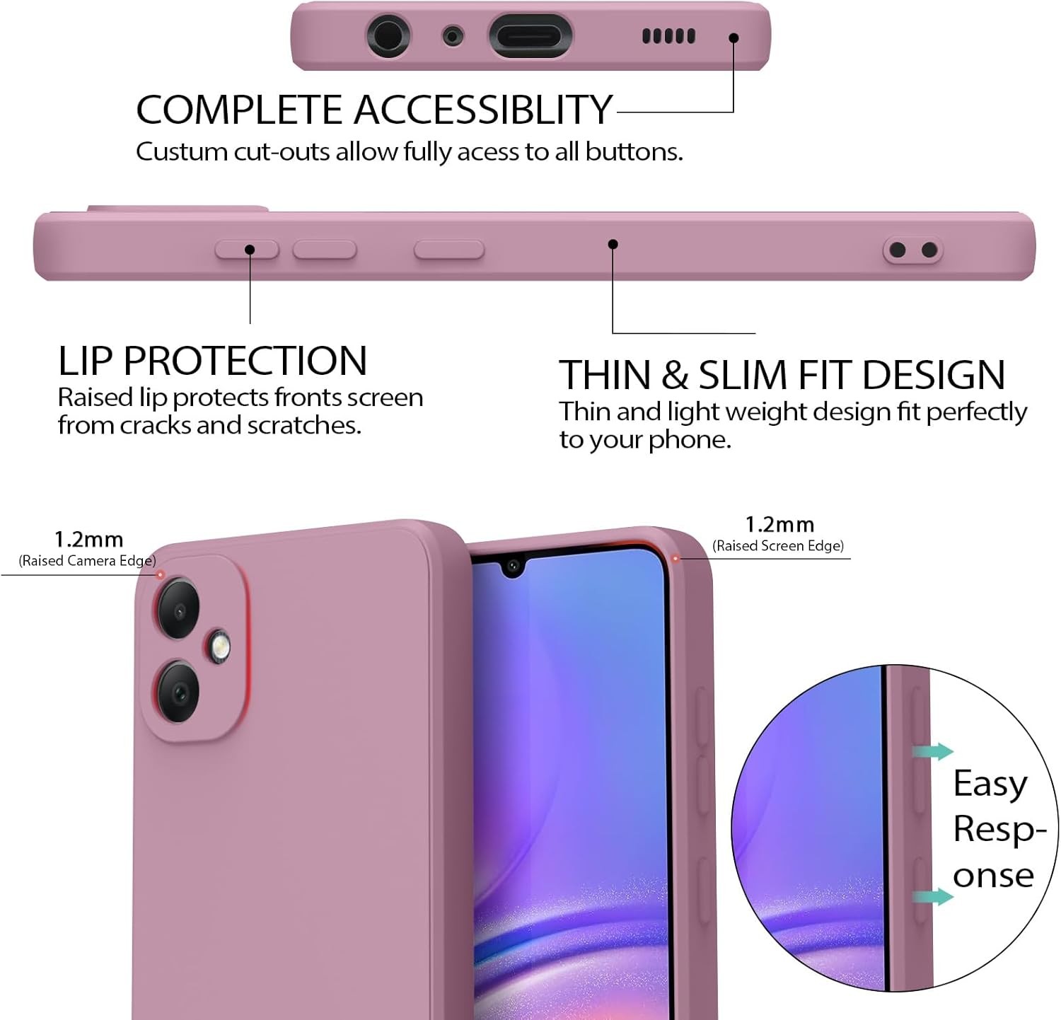 2PCS Soft Silicone Case & Screen Protector for Samsung Galaxy A05 6.7 Inch Shock