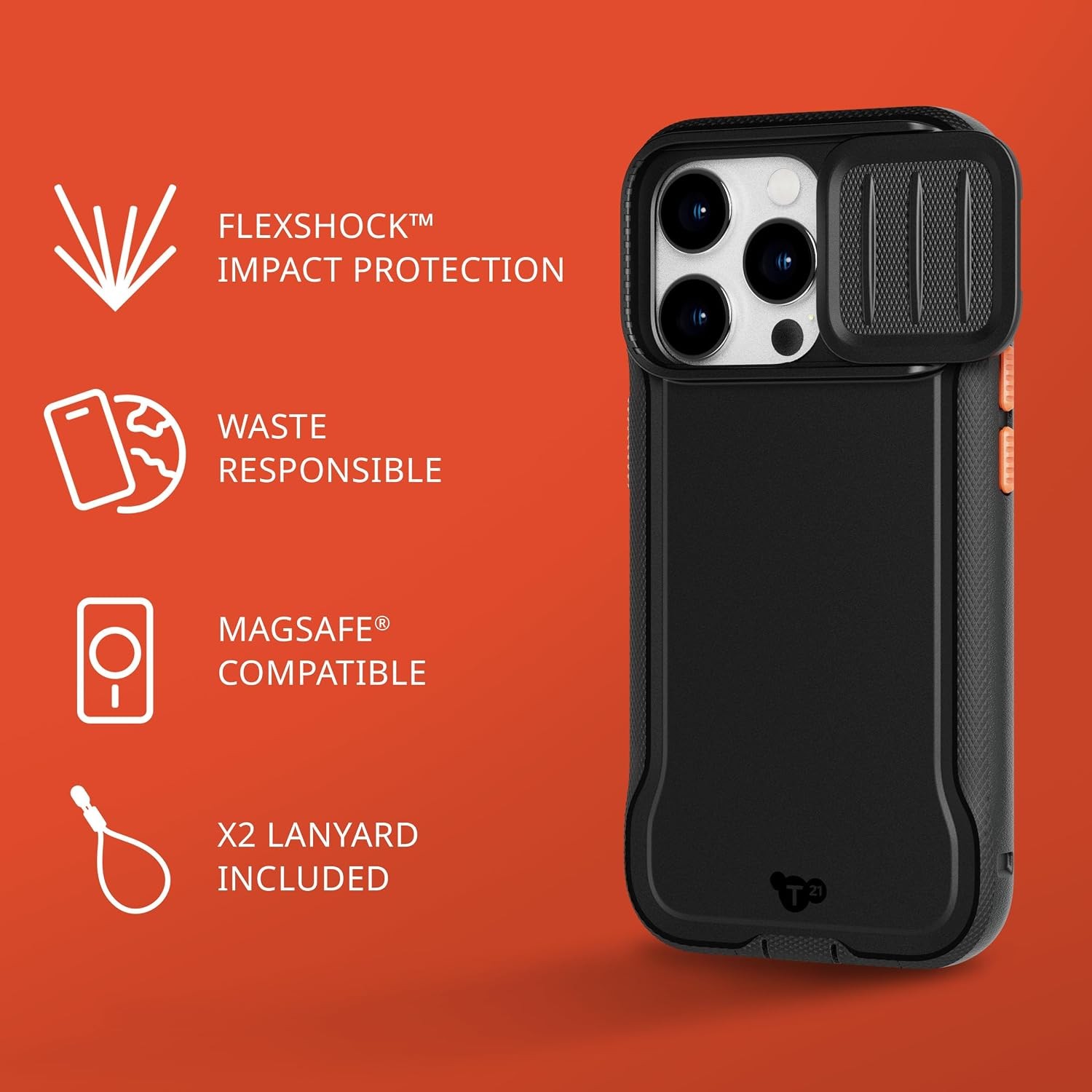 Evo Max Case for iPhone 15 Pro – Impact Protection Case – Lanyards Included – Bl