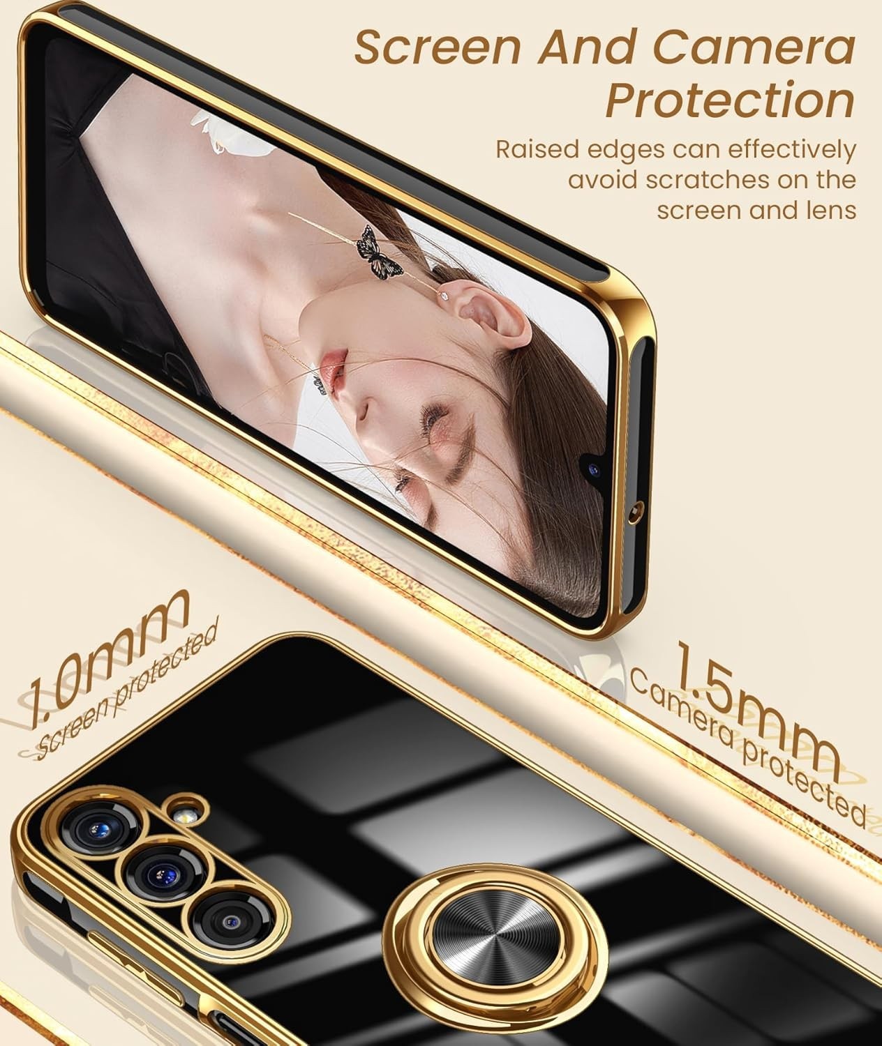 Samsung Galaxy A17 5G Case, Screen Protector, 360° Rotatable Ring Holder, Purple