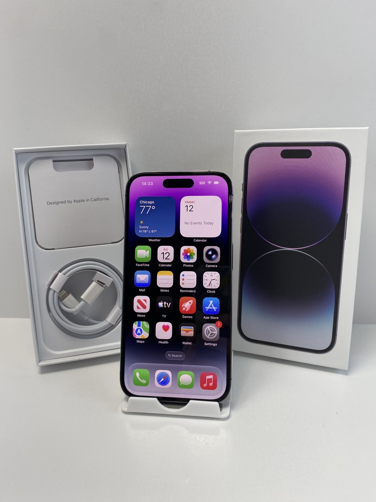 Apple iPhone 14 Pro A2650 512GB Purple Factory Unlocked 98% battery health