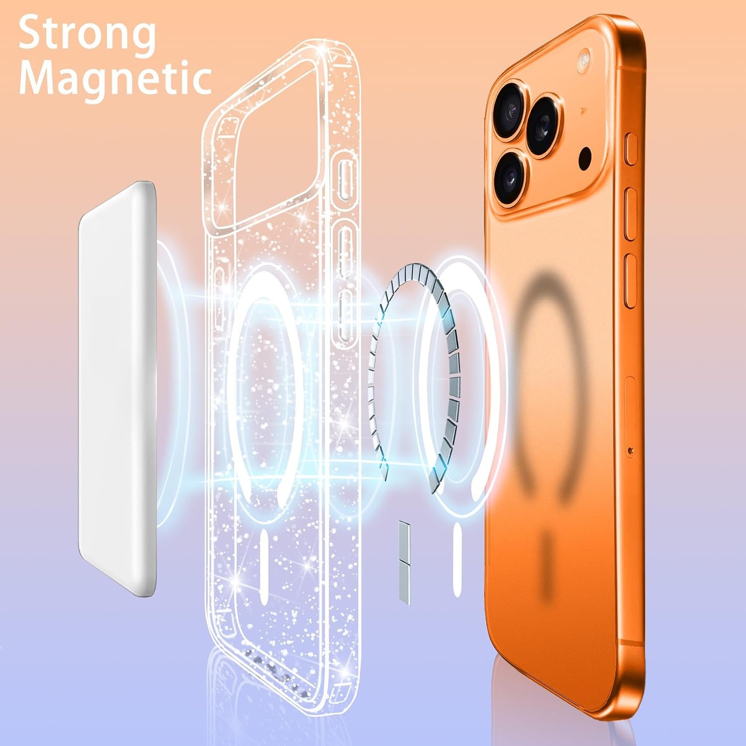 iPhone 17 Pro Max Case Glitter Magnetic, Sparkly Anti-Scratch Shockproof Cover