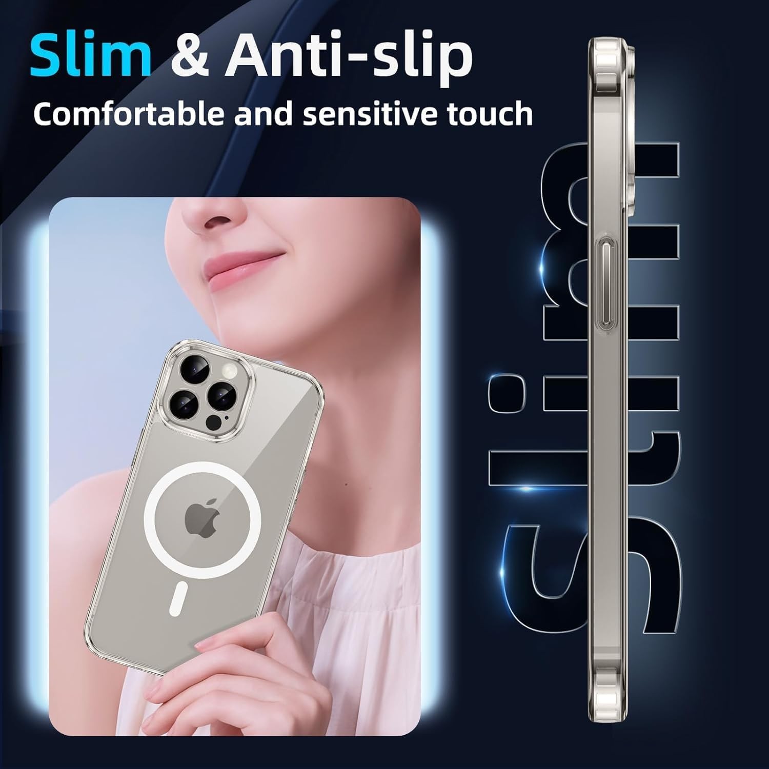 Magnetic Clear Privacy Case for iPhone 14 Pro Max with Screen & Camera Protector