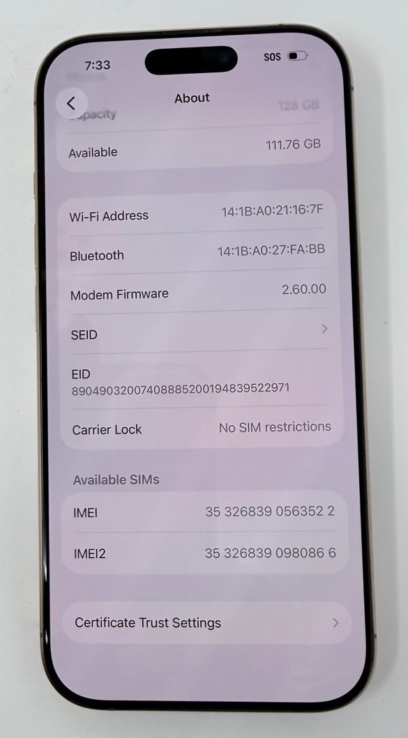 Iphone 16 Pro 128GB Desert Titanium A3083