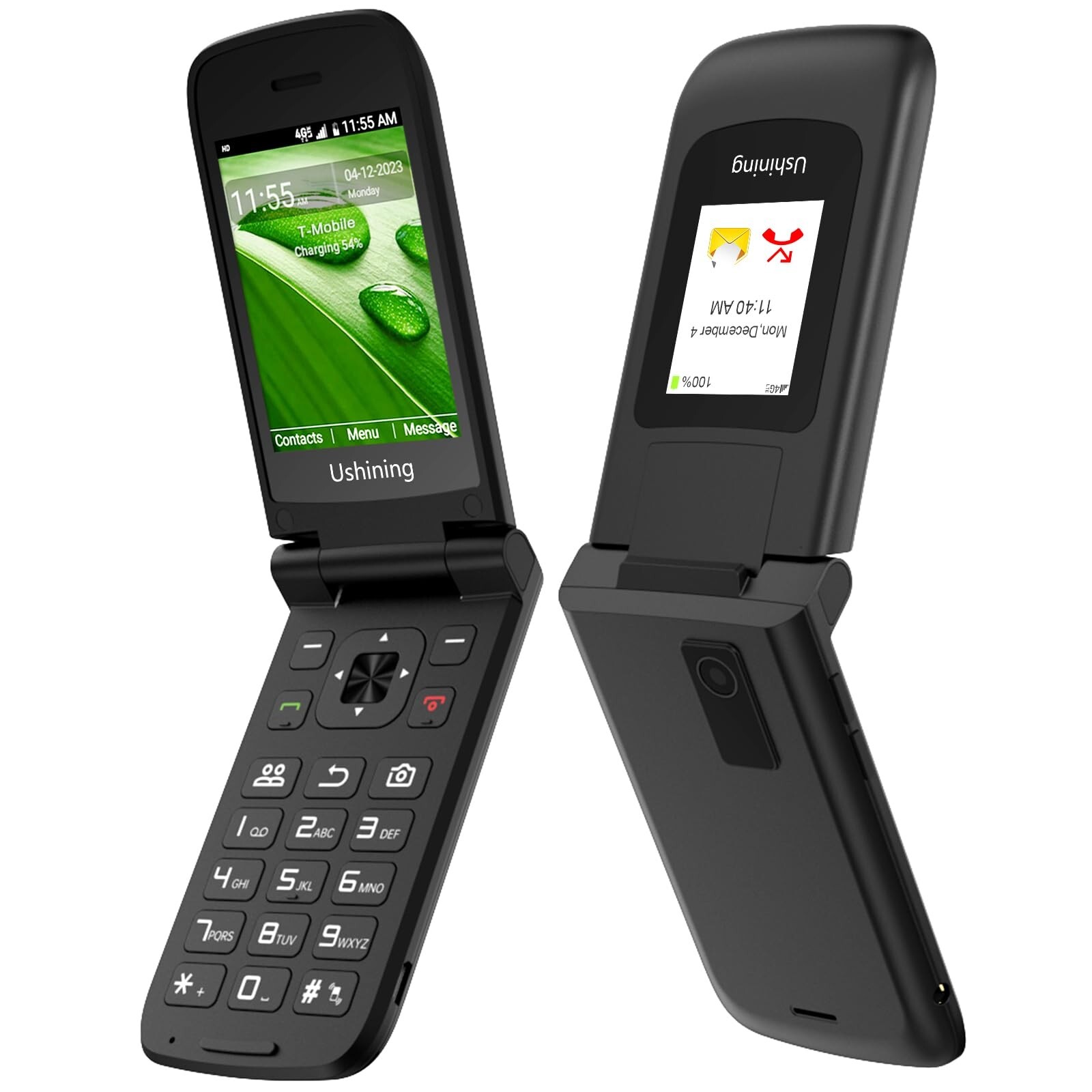 USHINING 4G Unlocked Flip Phone with Qualcomm Chip GPS Positioning, Big Button