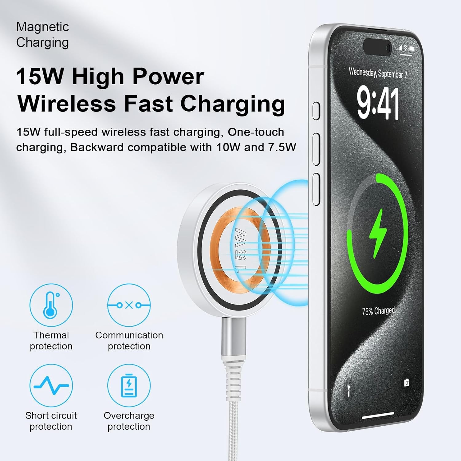 Wireless Fast Charging Pad for Samsung S25 Ultra, iPhone 17 Pro Max