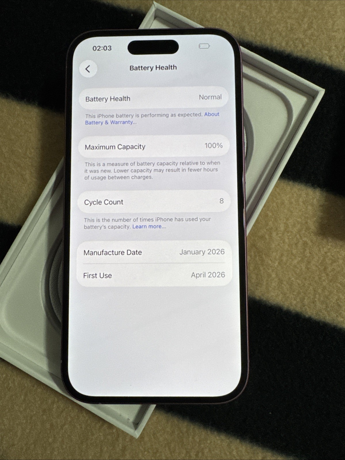 APPLE IPHONE 16 128GB – PINK eSim FACTORY UNLOCKED MYAR3LL/A 8 Cycle Count