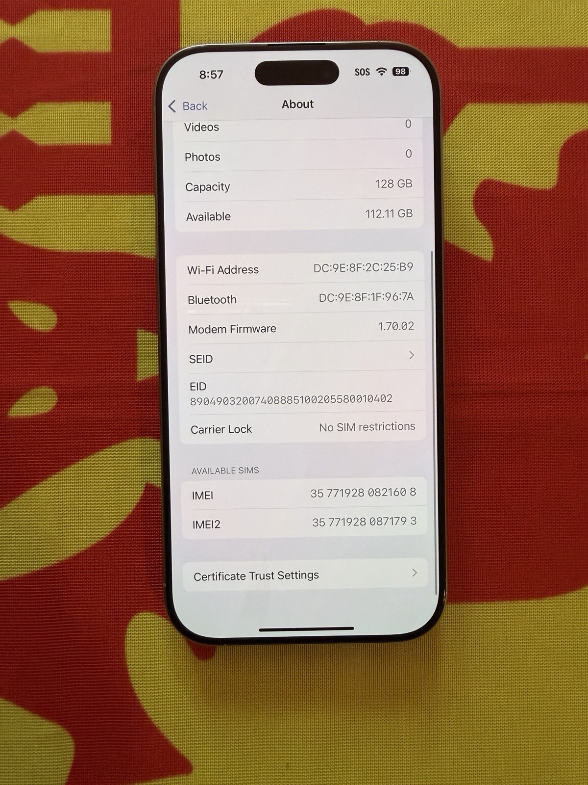 Apple iPhone 16 Pro Natural Titanium 128GB Verizon Unlocked BH🔋🔋100%
