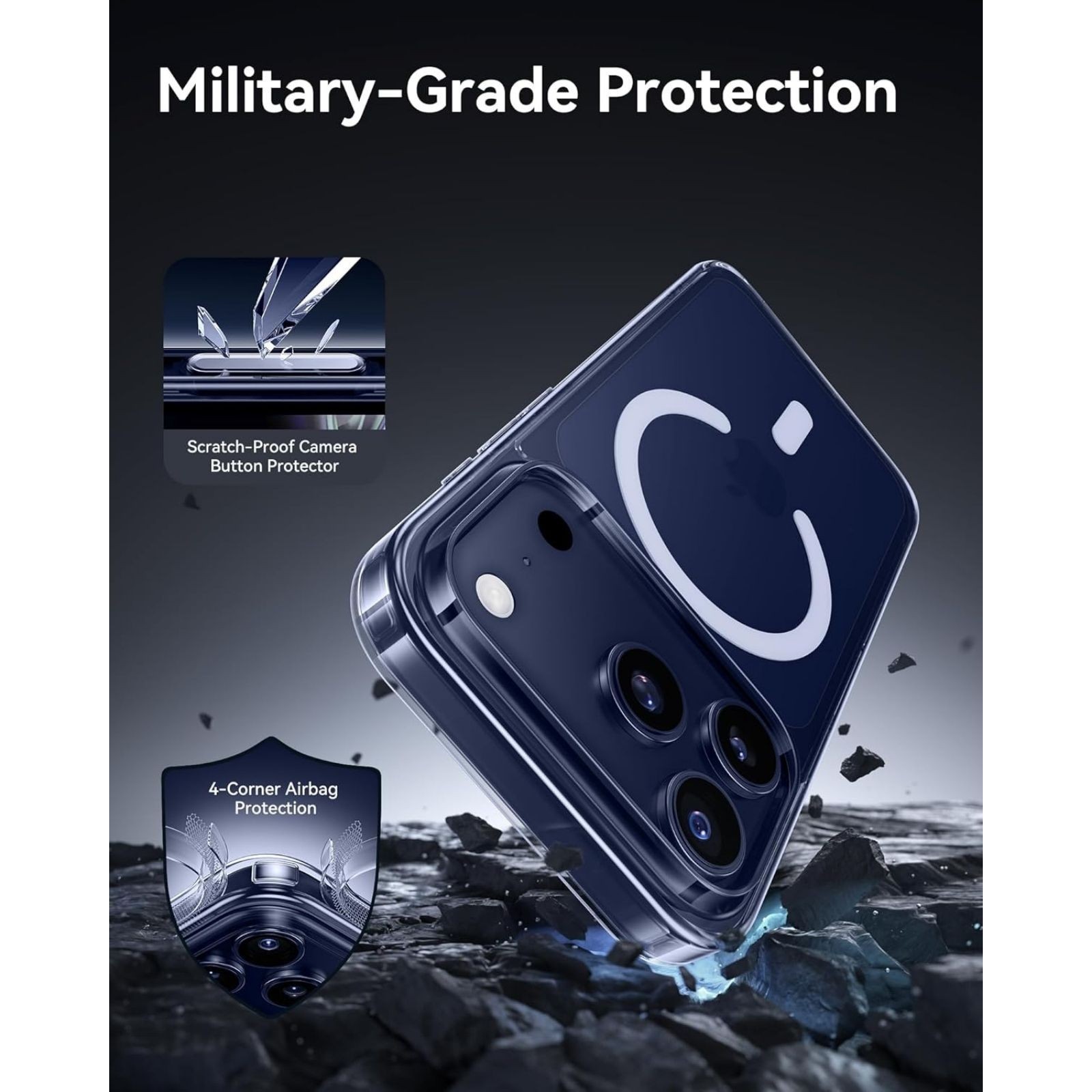 Clear iPhone 17 Pro Max Case, Shockproof Military Grade, Slim Thin Design