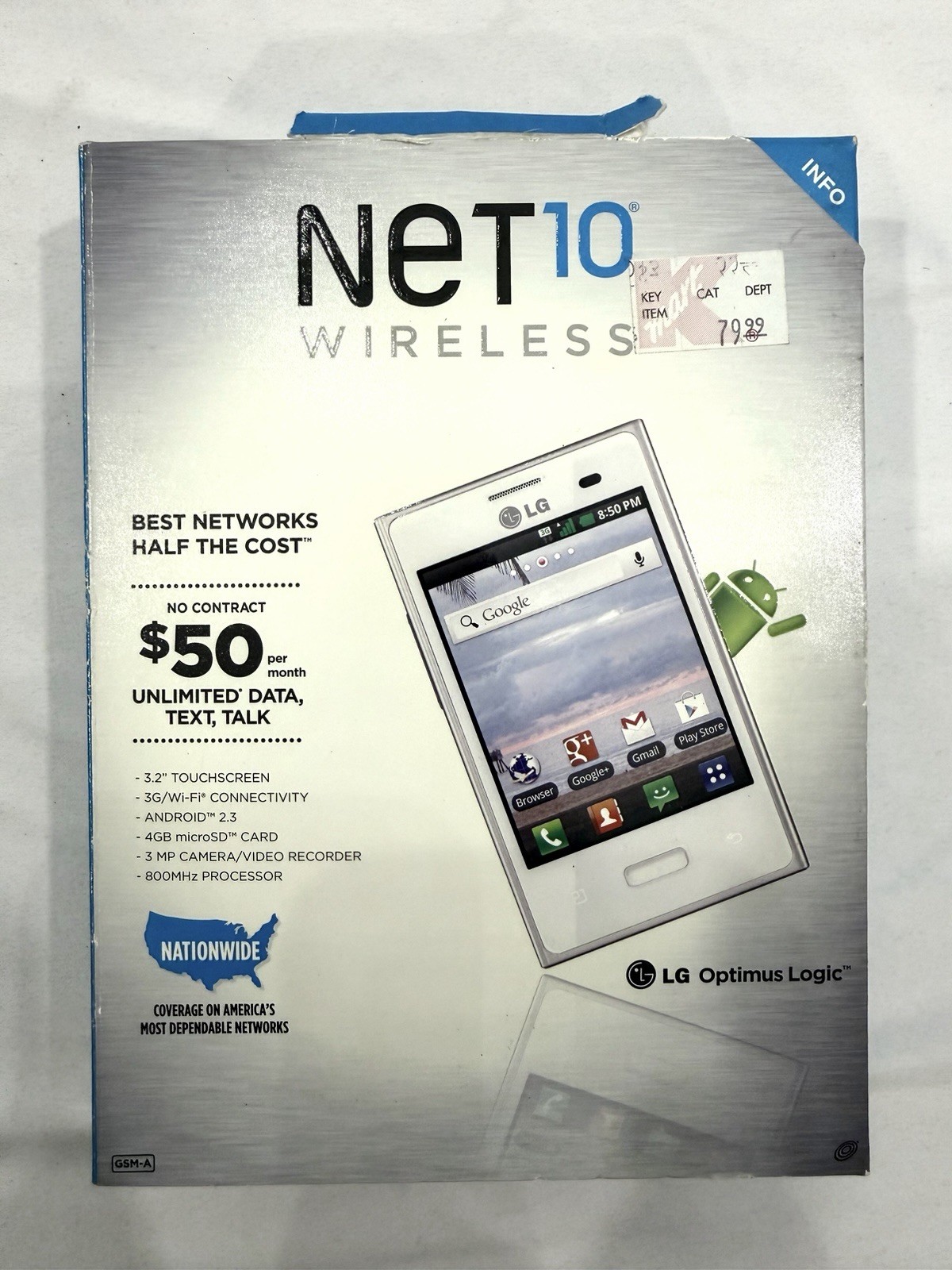 NET 10 WIRELESS LG OPTIMUS LOGIC ANDROID SMARTPHONE No Contract