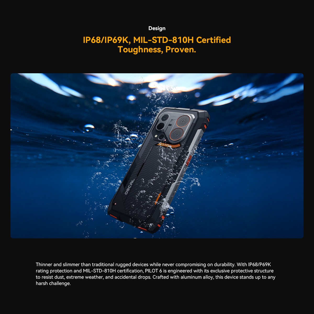 Blackview OSCAL PILOT 6 Rugged Smartphone 48GB+256GB Thermal Imaging NFC 108MP