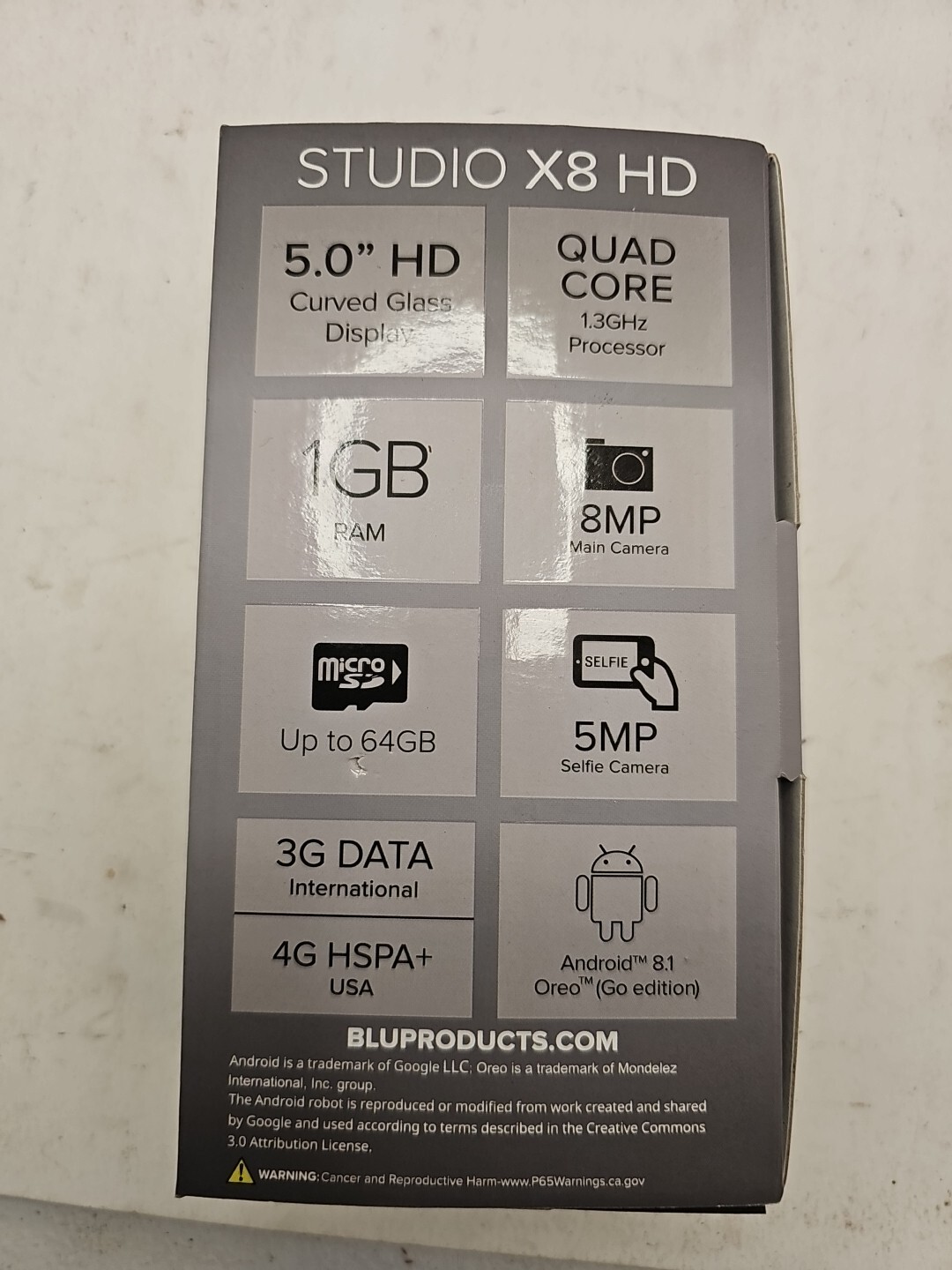 BLU Studio X8 HD – 5.0″ GSM Smartphone -White (Open Box) E3