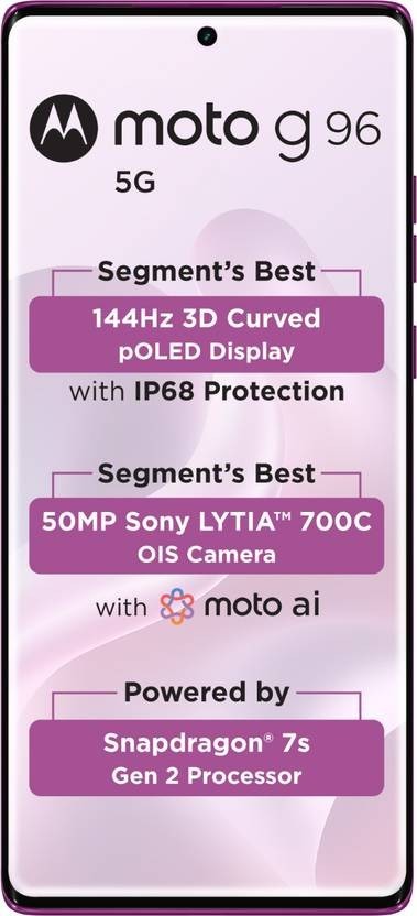 MOTOROLA G96 5G (Cattleya Orchid 256GB 8GB RAM)7s Gen 2 Processor Global Version