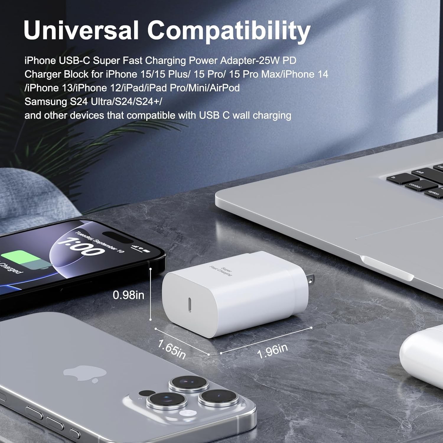 2 Pack 25W USB-C Super Fast Charger Adapter for Samsung Galaxy S26/S25