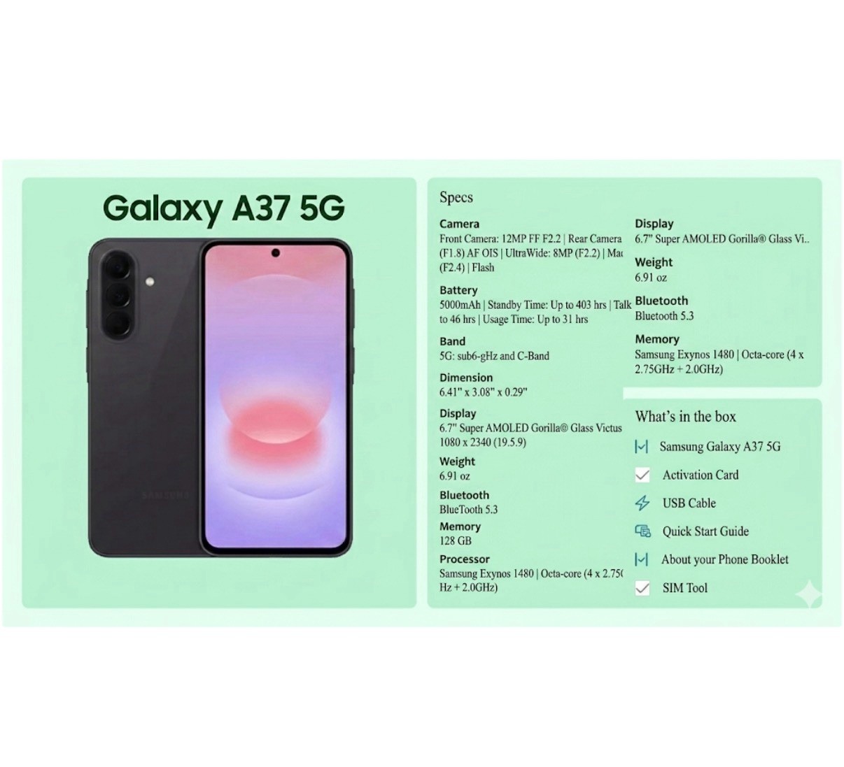 Samsung Galaxy a37 5g Total Wireless 3 months Unlimited prepaid Service