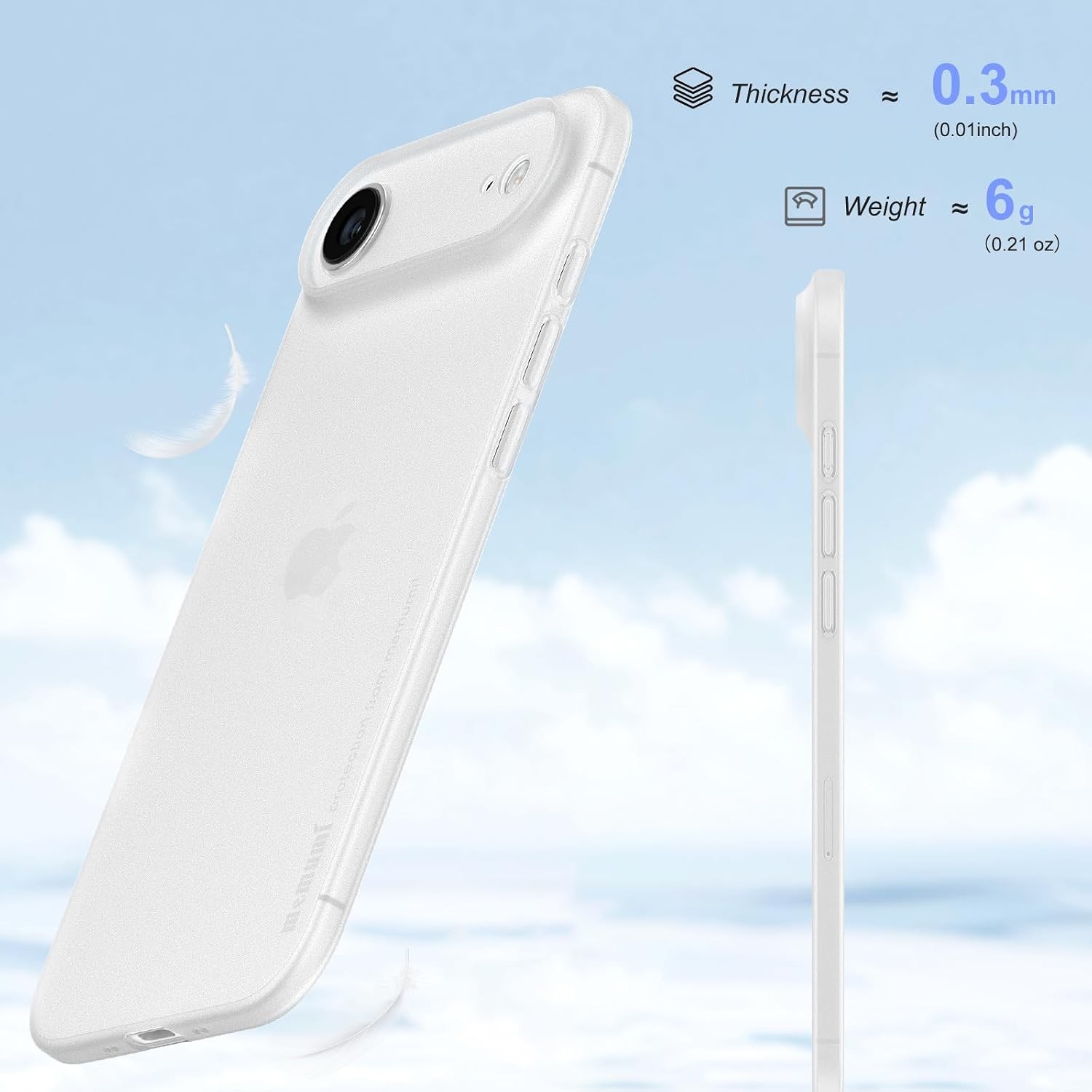 Ultra Thin 0.3mm Matte Hard Case for iPhone 17 Air – Lightweight, Camera Protect