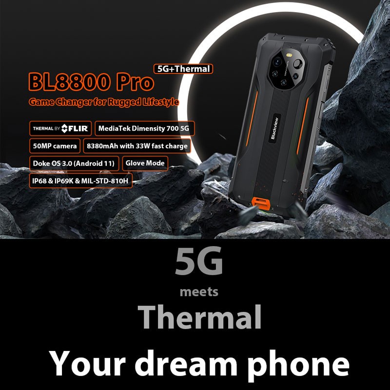 5G Blackview Rugged Phone Android Thermal Imaging Dual SIM Octa Core Waterproof