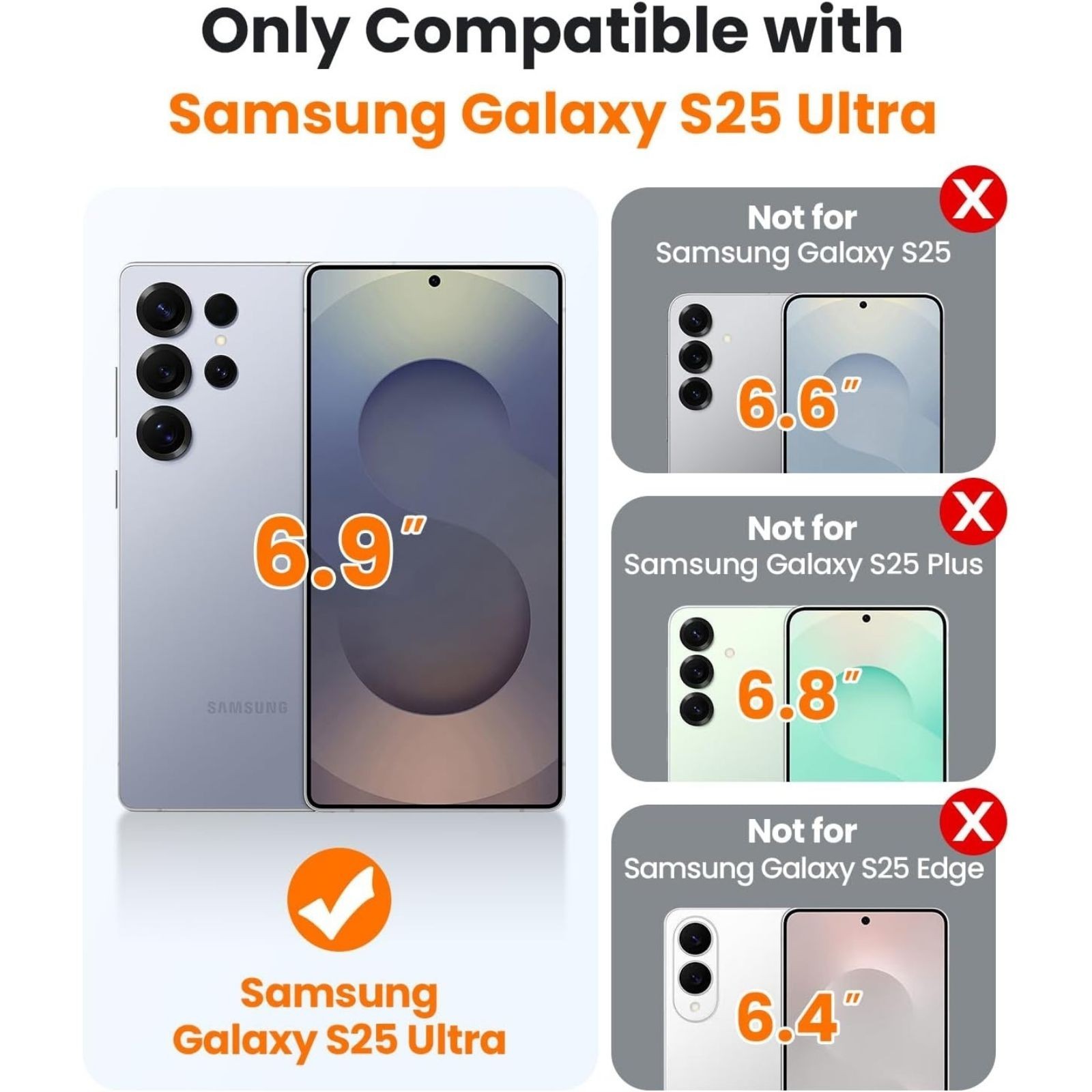 Magnetic Case for Samsung Galaxy S25 Ultra with Stand – 2 HD Protectors, Black