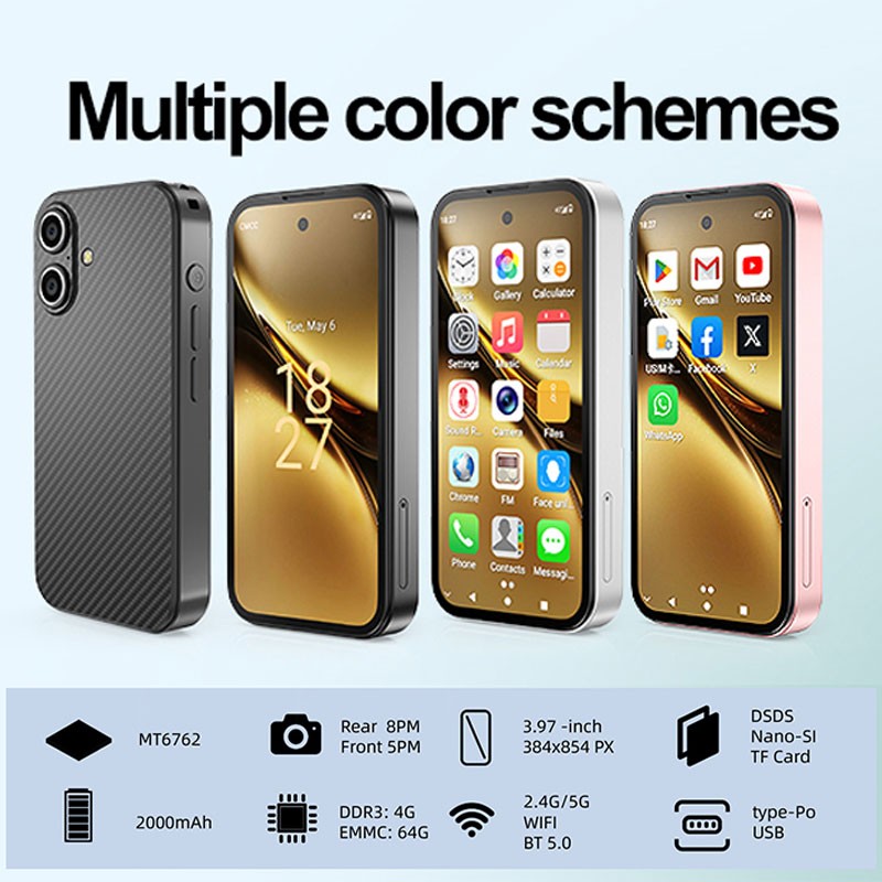 4G LTE MINI Smartphone Android 12 Cell Phone Pocket Dual SIM Mobile UNIWA Q333