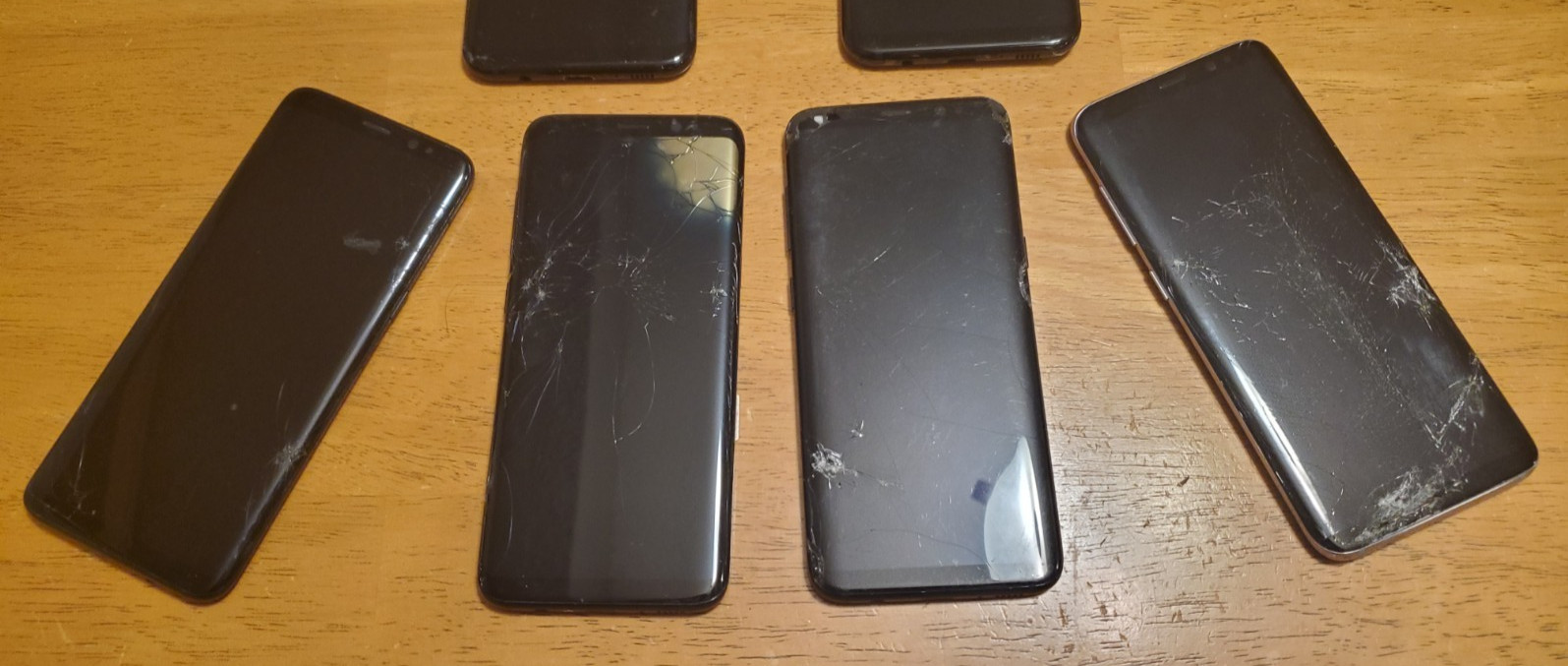 Lot 6-Samsung Galaxy S8 & S8+ Plus Midnight Black Midframe & Bad Display Only