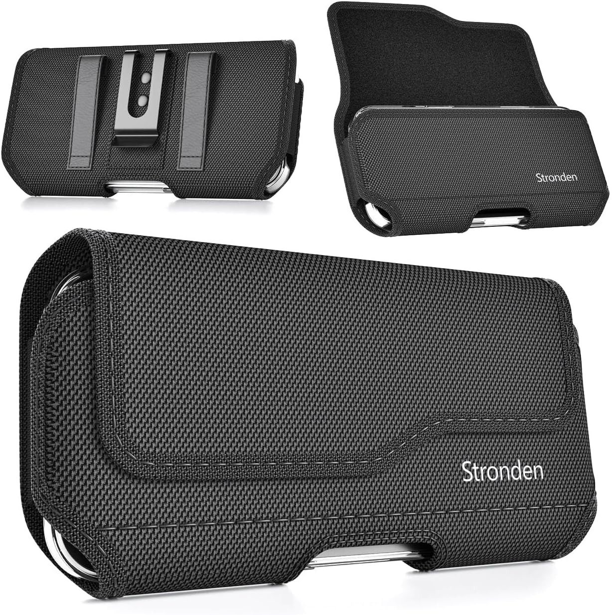 Black Magnetic Holster Pouch with Closure for iPhone 17 Pro Max, 16 Pro Max & Mo