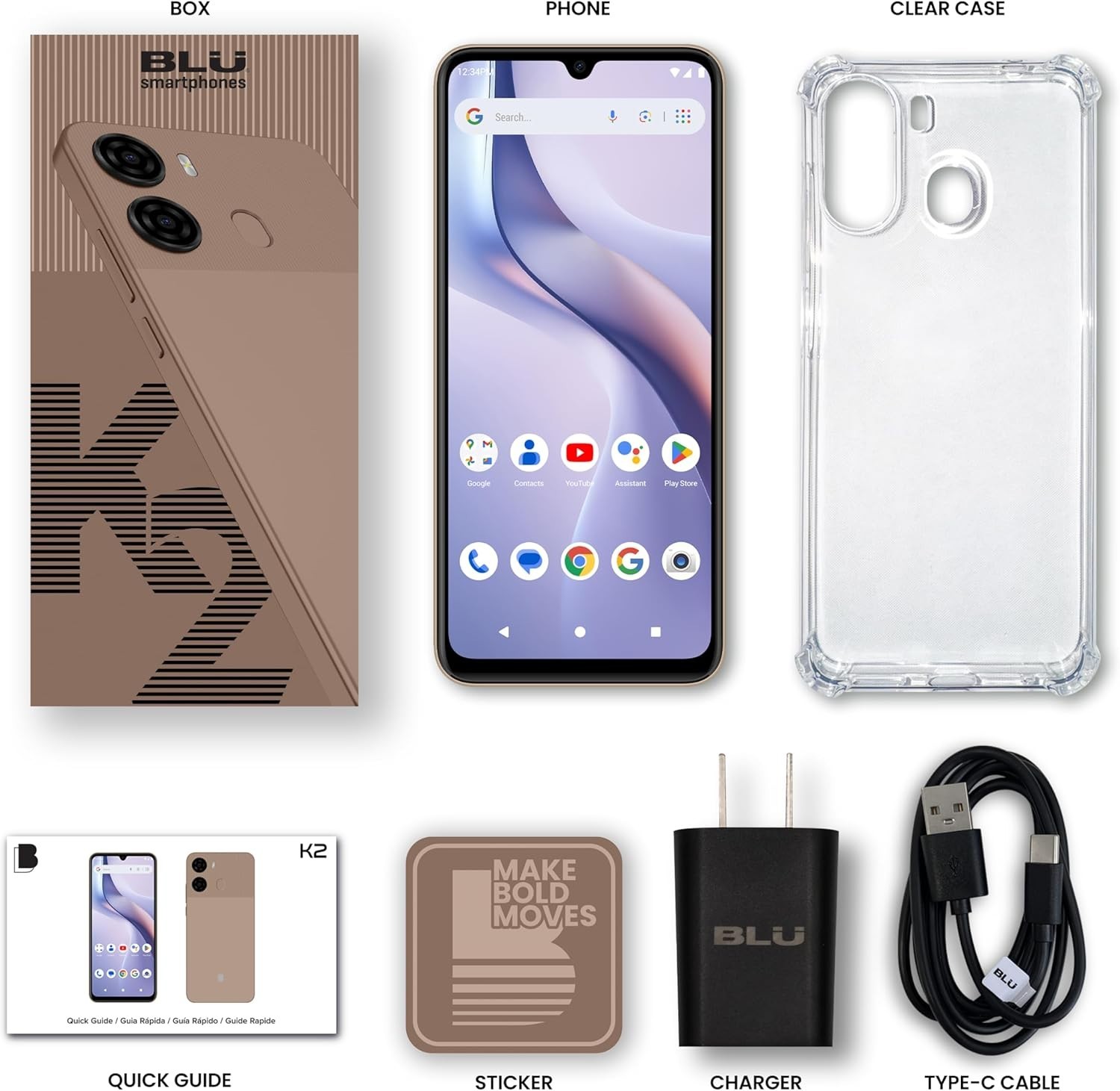 BLU K2 |Unlocked |6.88” HD+ Display Android 15 |US Version Cell Phone BK