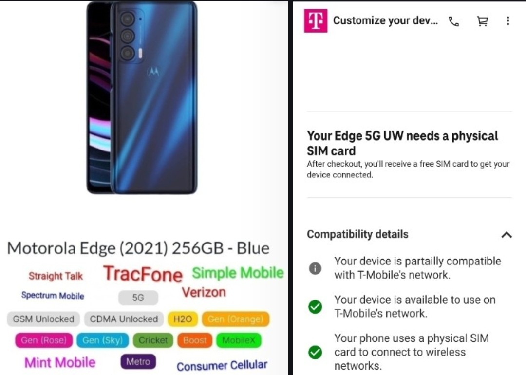 Motorola Edge 5G UW 256GB CDMA-GSM UNLOCKED VERIZON/T-MOBILE/AT&T/TracFone