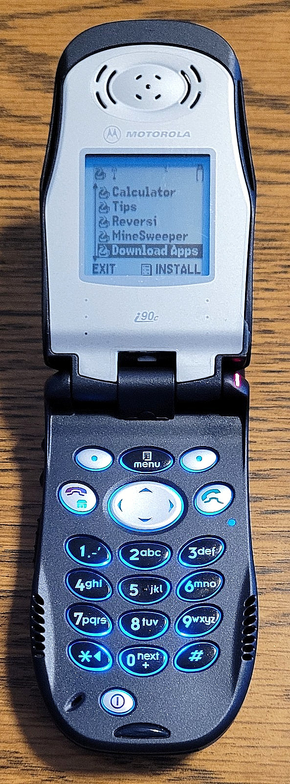 Motorola i90c – Blue and Silver ( Nextel ) iDEN PTT Flip Phone with 2 Games