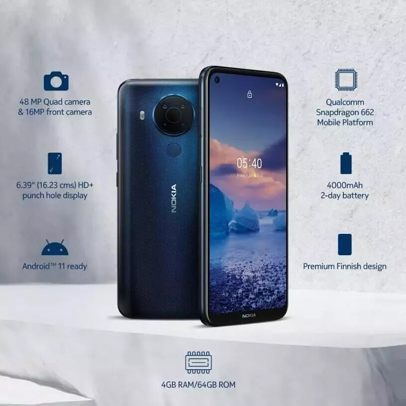 Original Nokia 5.4 Dual SIM 4G LTE 4/64GB 4/128GB ROM 48.0MP Unlocked 6.39″