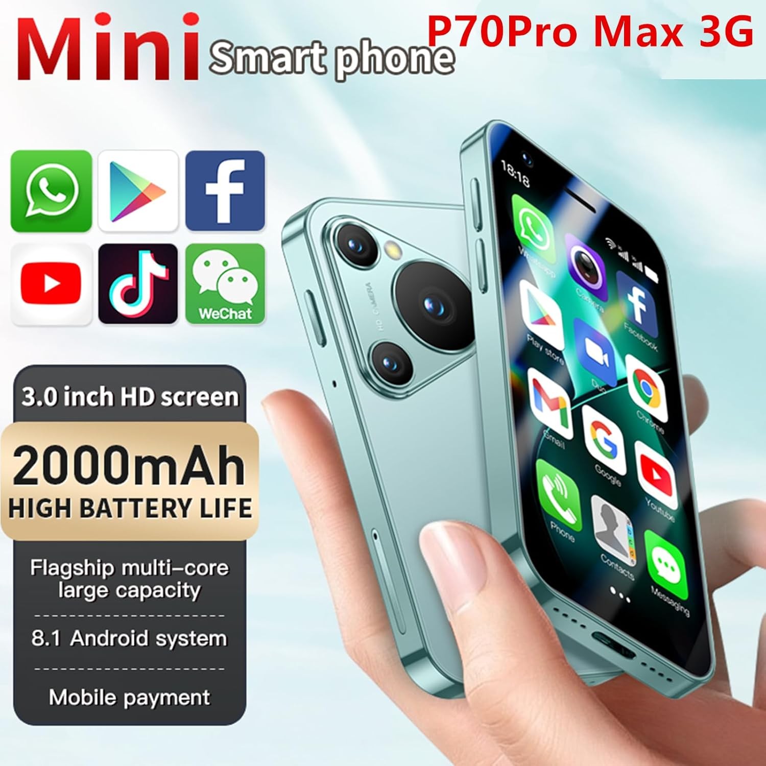 XS15 3G Mini Smartphone 3.0 Inch WiFi GPS Quad Core Android Cell Phones Camera