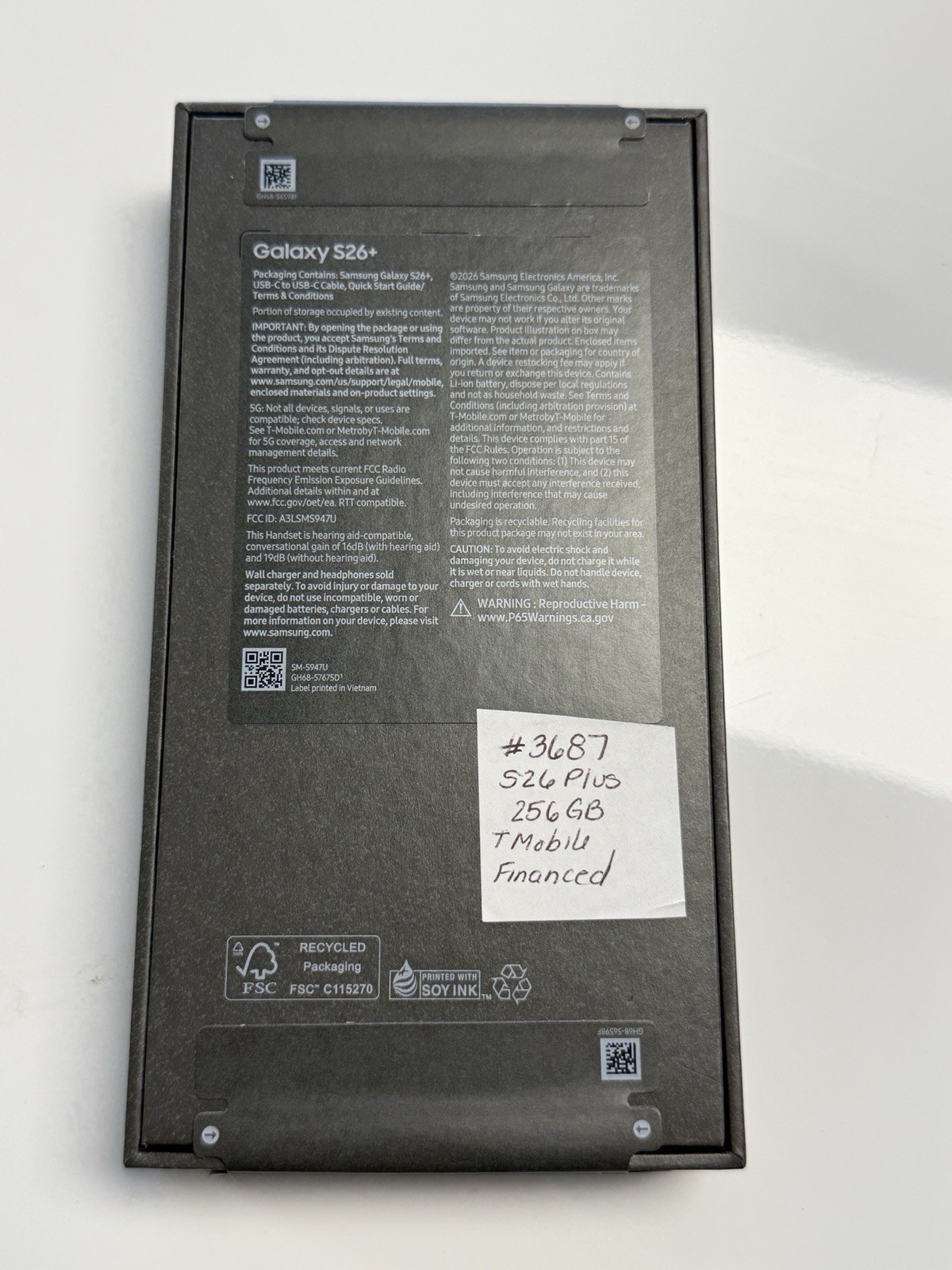 Samsung Galaxy S26+ Plus 5G (T-Mobile) Black, WIFI ONLY, Sealed (Read) #3687