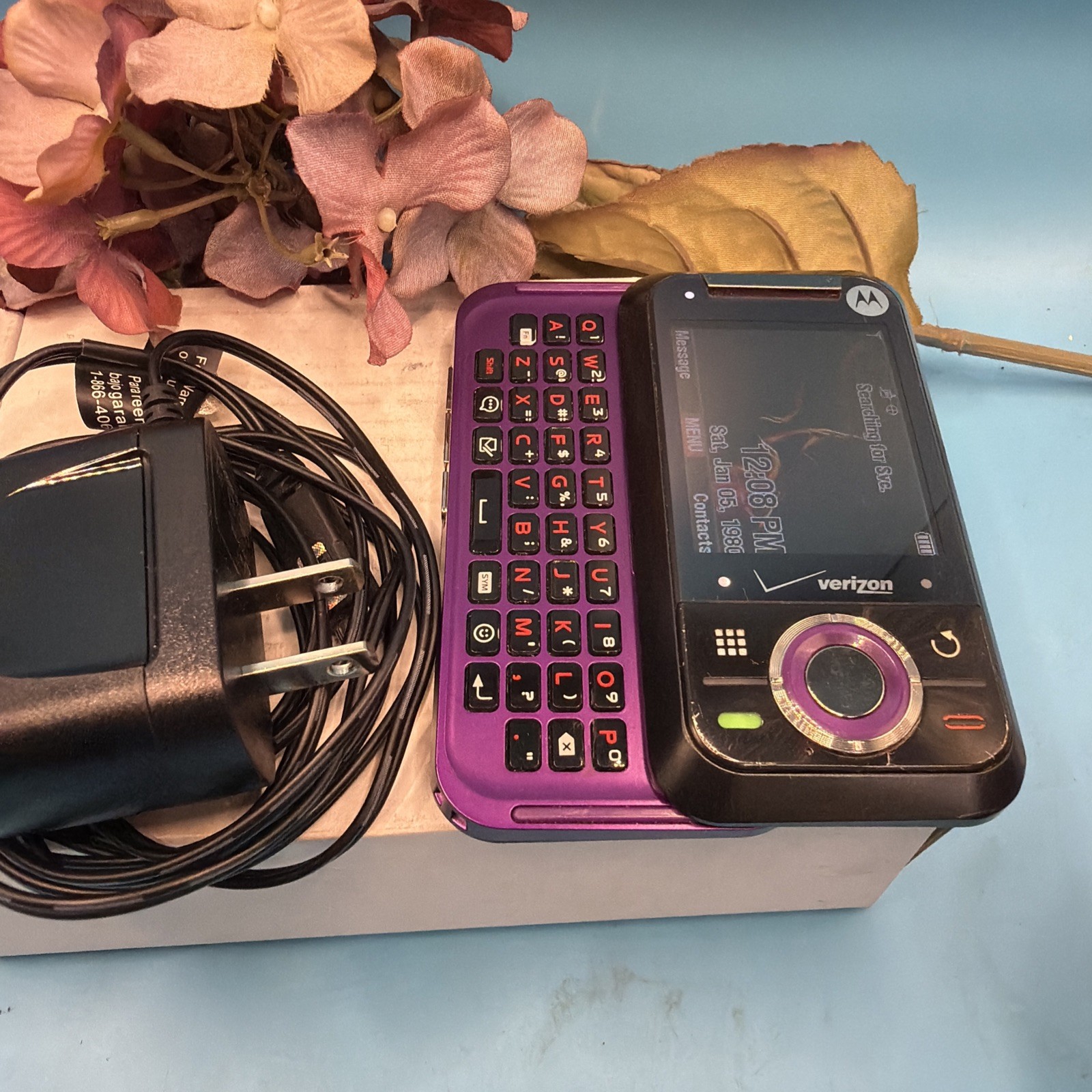 Motorola Rival A455 – Purple and Black ( Verizon ) Very Rare Slider Phone – READ