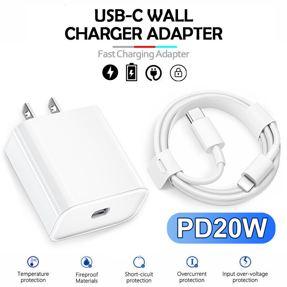 20W PD Wall Charger Adapter 3FT USB-C Charging Cable For iPhone 14 13 12 11 Pro