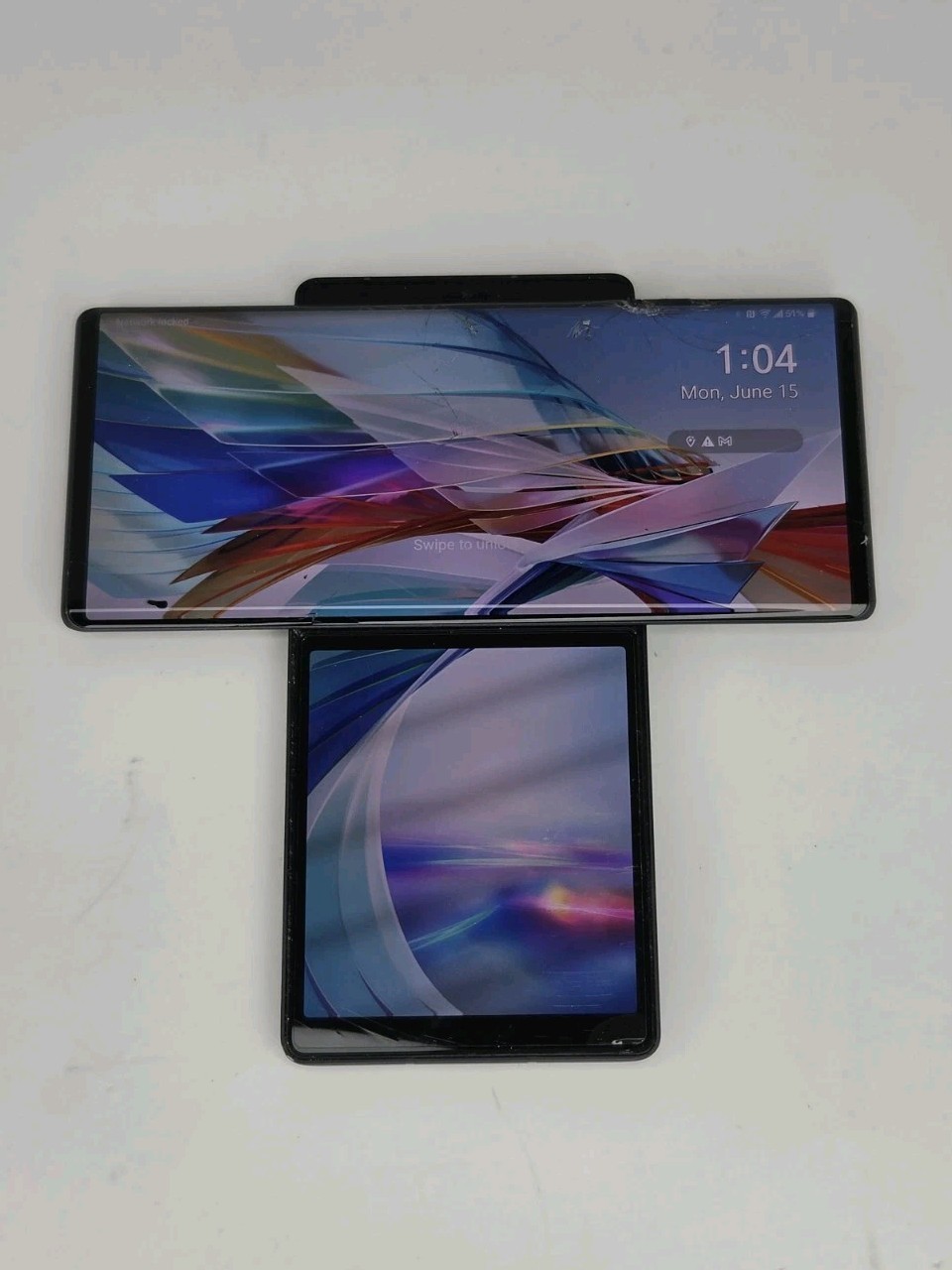 LG Wing LM-F100TM FOR PARTS ONLY (Cracked/Damaged Screen) LOCKED
