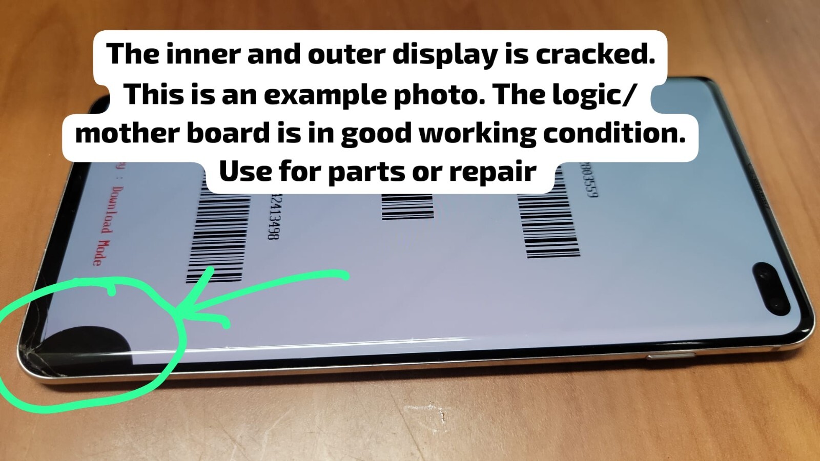 Samsung Galaxy s10 SM-G973U1 128gb Cracked inner and Outer Display