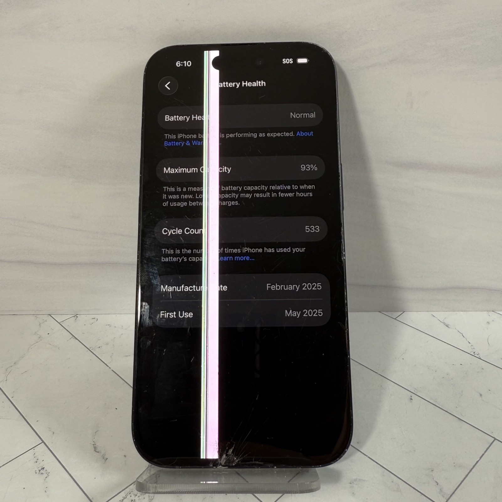 Cracked Screen LCD Apple iPhone 16 128 GB Black T-Mobile Only #A79