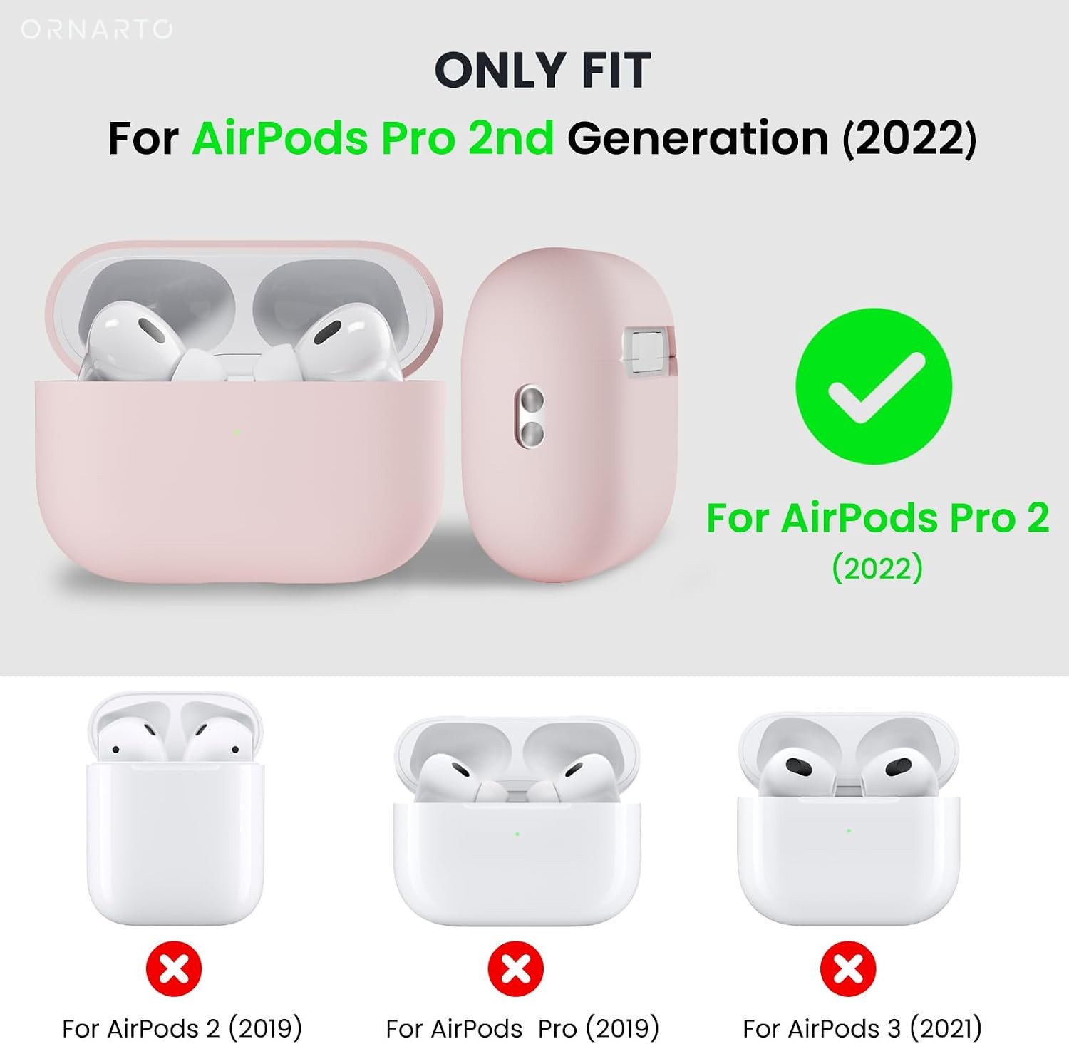 AirPods Pro 2 Case 2022, Full Protective Hybrid Silicone Cover, Front LED Visibl