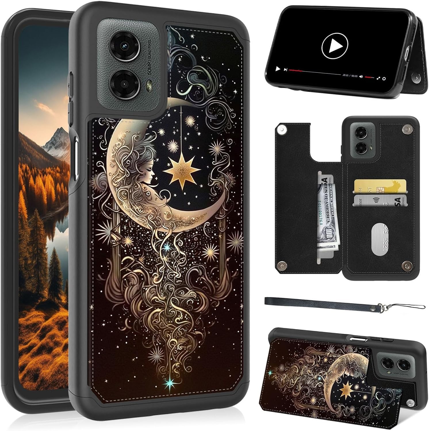 Wallet Case for Motorola Moto G Power 5G 2024 6.7″, PU Leather Flip Cover & Card