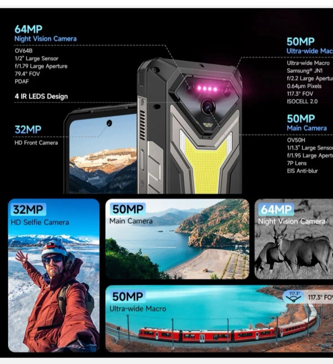 Ulephone Armor 34 Plus, 32 GB RAM, 512GB ROM, Triple back Camera, 32MP Front Cam