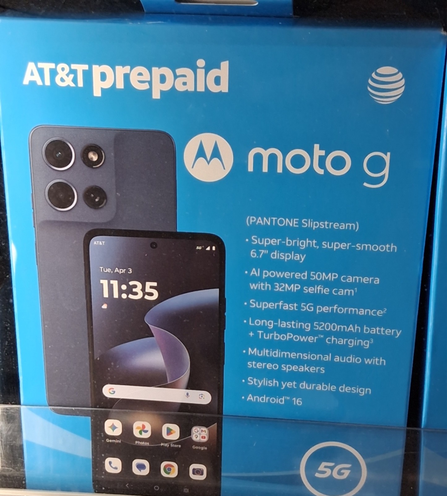 Motorola Moto G (2026) 128GB – AT&T Pantone Slipstream Prepaid Smartphone – New