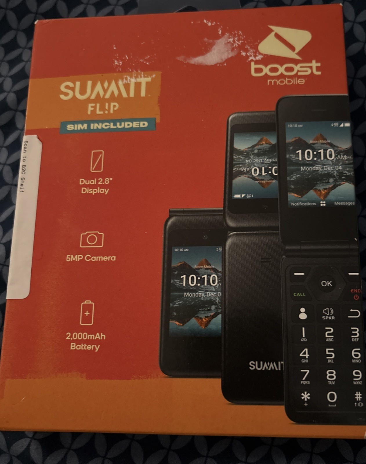 New/Sealed – Boost Mobile Summit Flip, 8GB, Black – Prepaid Phone -Sim Included