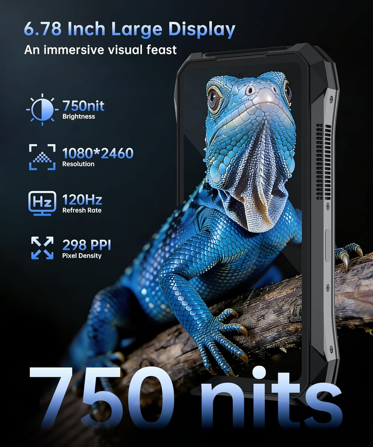 Tank X Rugged Smartphone 5G, IP68 Waterproof Android 15 Unlocked Mobile Cell Pho