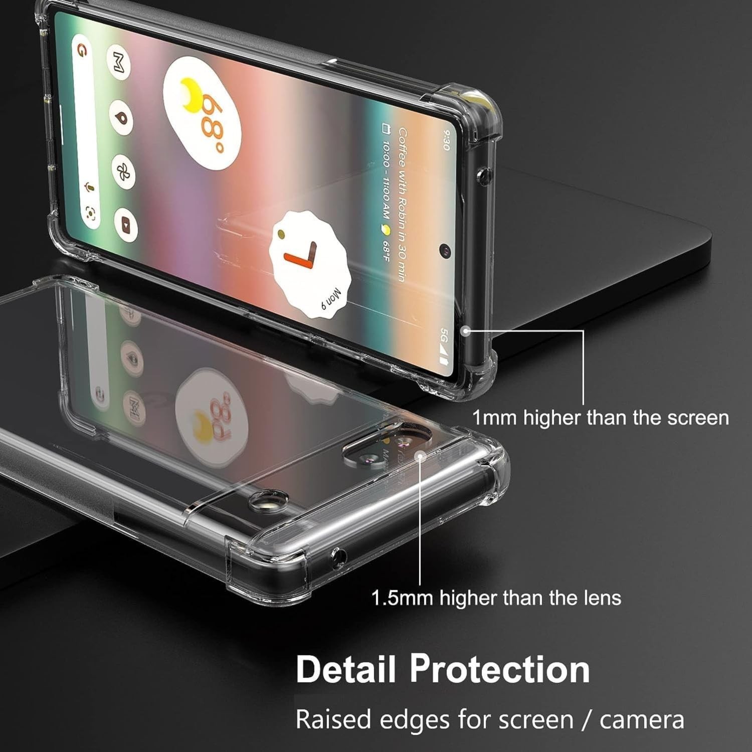 Clear TPU Case for Google Pixel 6A – Four Corners Protective Cover Transparent S