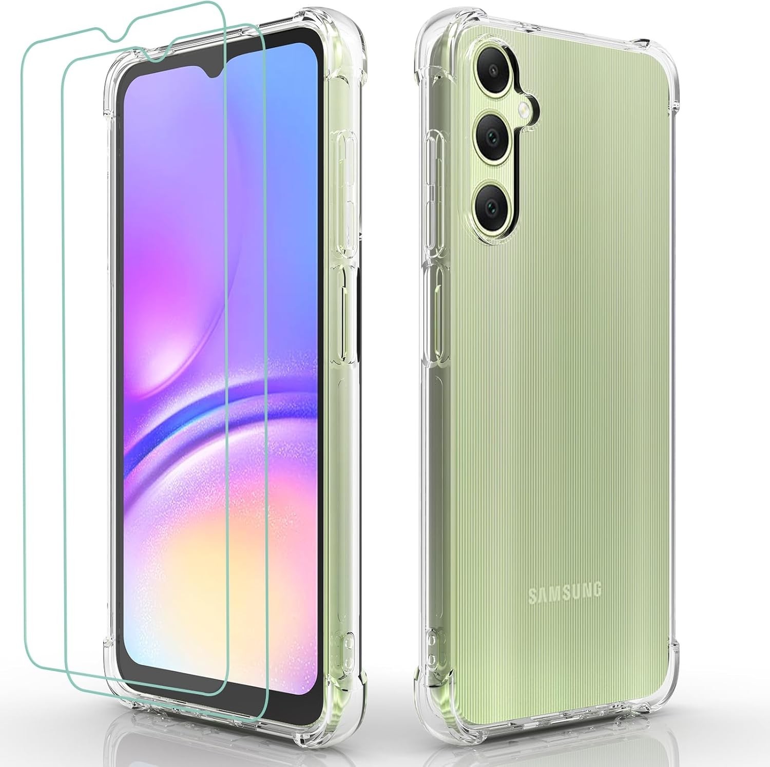 Clear Case for Samsung Galaxy A05 A05S with 2pcs Screen Protector Reinforced Cor