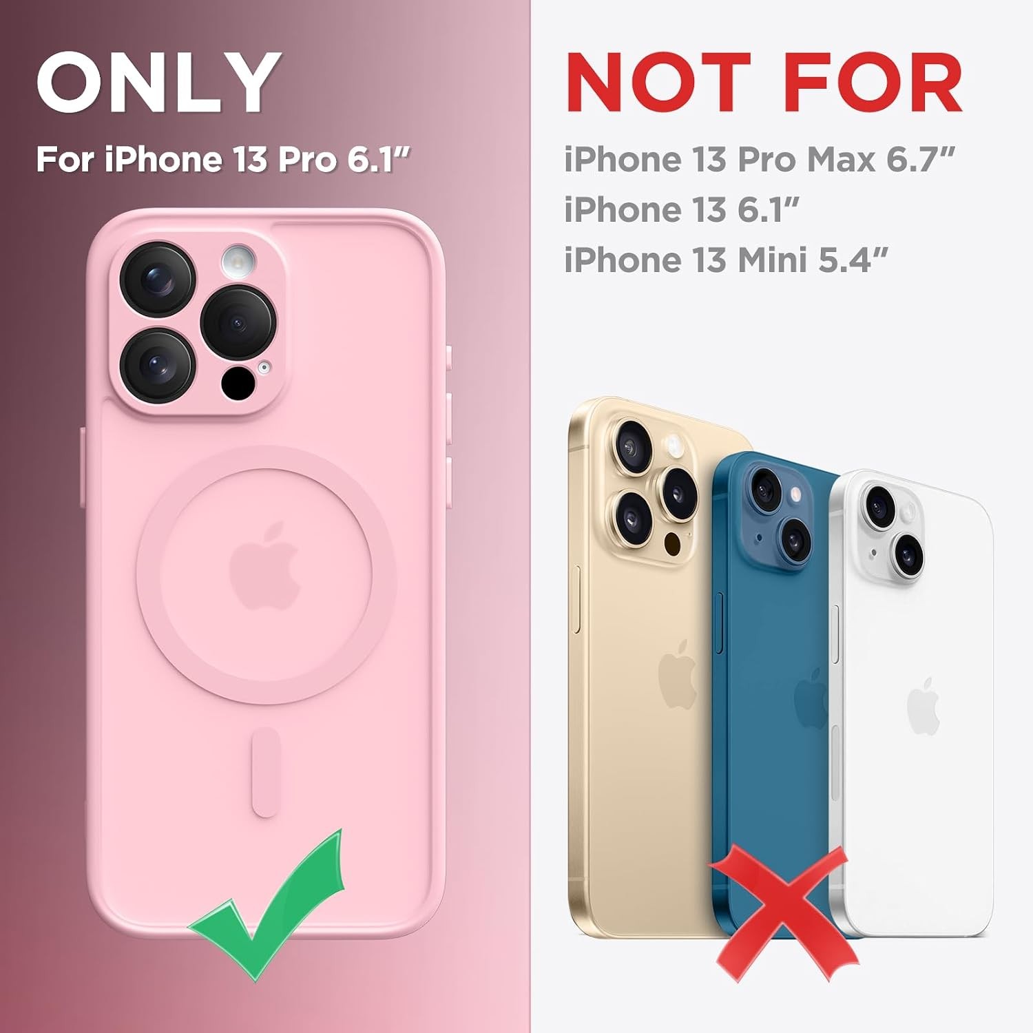 Magnetic for iPhone 13 Pro Case, Shockproof Protective Slim Translucent Matte Ca